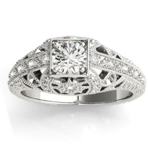 Diamond Antique Style Engagement Ring Setting 18K White Gold 0.12ct - All