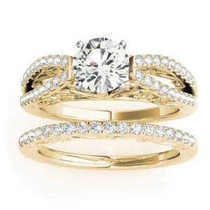 Diamond Split Shank Bridal Set Setting 14K Yellow Gold 0.55ct - All