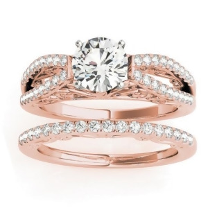 Diamond Split Shank Bridal Set Setting 14K Rose Gold 0.55ct - All