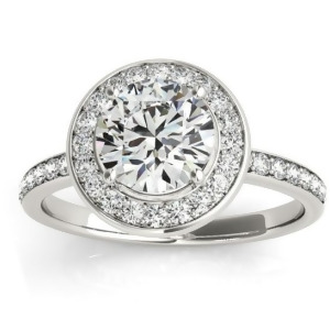 Diamond Halo Engagement Ring Setting 18K White Gold 0.29ct - All