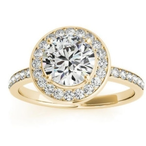 Diamond Halo Engagement Ring Setting 18K Yellow Gold 0.29ct - All