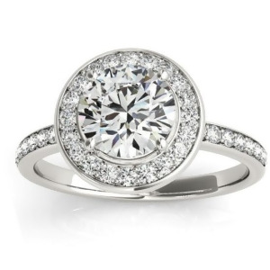Diamond Halo Engagement Ring Setting Platinum 0.29ct - All