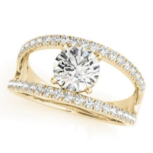 Round Diamond Split Shank Engagement Ring 14K Yellow Gold 0.69ct - All