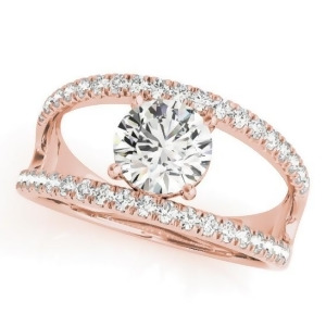 Round Diamond Split Shank Engagement Ring 14K Rose Gold 0.69ct - All