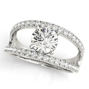 Round Diamond Split Shank Engagement Ring 18K White Gold 0.69ct - All