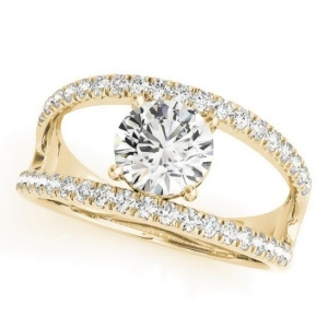 Round Diamond Split Shank Engagement Ring 18K Yellow Gold 0.69ct - All