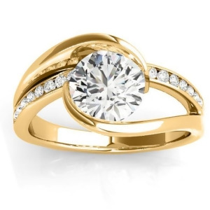 Diamond Tension Set Engagement Ring Setting 14K Yellow Gold 0.19ct - All