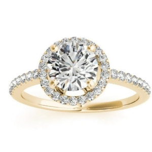 Diamond Accented Halo Engagement Ring Setting 18K Yellow Gold 0.33ct - All