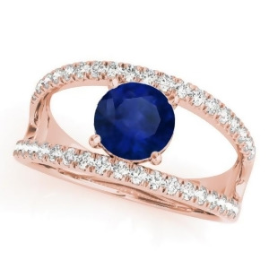 Blue Sapphire Split Shank Engagement Ring 14K Rose Gold 0.84ct - All