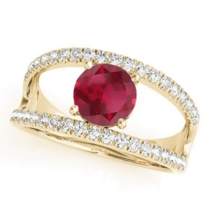 Ruby Split Shank Engagement Ring 14K Yellow Gold 0.84ct - All