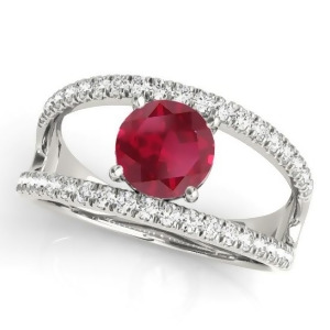Ruby Split Shank Engagement Ring Platinum 0.84ct - All