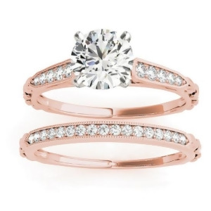 Diamond Accented Textured Bridal Set Setting 14K Rose Gold 0.21ct - All
