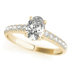 Oval Cut Diamond Engagement Ring 14K Yellow Gold 0.39ct - All