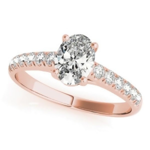 Oval Cut Diamond Engagement Ring 14K Rose Gold 0.39ct - All