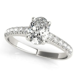 Oval Cut Diamond Engagement Ring 14K White Gold 1.00ct - All