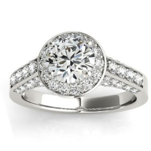 Diamond Accented Halo Engagement Ring Setting Platinum 0.65ct - All