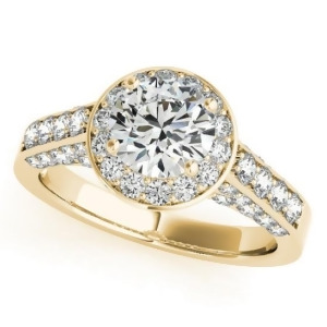 Round Diamond Halo Engagement Ring 14K Yellow Gold 1.15ct - All