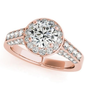 Round Diamond Halo Engagement Ring 14K Rose Gold 1.15ct - All