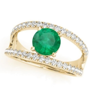 Emerald Split Shank Engagement Ring 14K Yellow Gold 0.67ct - All
