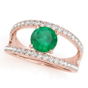 Emerald Split Shank Engagement Ring 14K Rose Gold 0.67ct - All