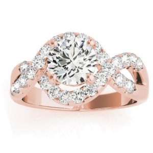Diamond Twisted Band Engagement Ring Setting 14K Rose Gold 0.98ct - All