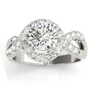 Diamond Twisted Band Engagement Ring Setting 18K White Gold 0.98ct - All