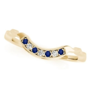 Blue Sapphire and Diamond Wedding Band 18k Yellow Gold 0.05ct - All