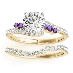 Diamond and Amethyst Bypass Bridal Set 14k Yellow Gold 0.74ct - All