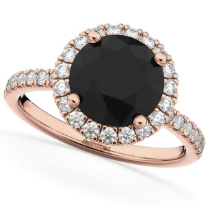Halo White and Black Diamond Engagement Ring 14K Rose Gold 2.50ct - All
