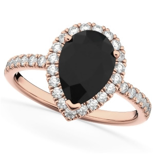 Pear Black Diamond and Diamond Engagement Ring 14K Rose Gold 2.51ct - All