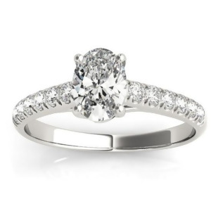Diamond Accented Cathedral Engagement Ring 14K White Gold 0.18ct - All