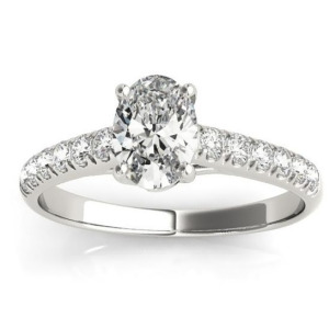 Diamond Accented Cathedral Engagement Ring 18K White Gold 0.18ct - All