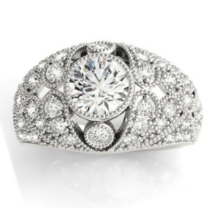 Diamond Antique Style Edwardian Engagement Ring 14K White Gold 0.71ct - All