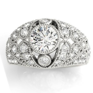 Diamond Antique Style Edwardian Engagement Ring 18K White Gold 0.71ct - All