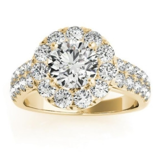 Double Row Diamond Halo Engagement Ring 14K Yellow Gold 0.89ct - All