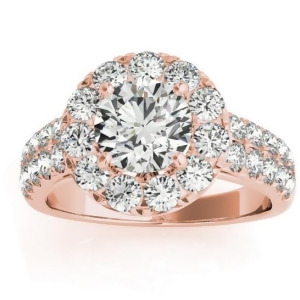 Double Row Diamond Halo Engagement Ring 14K Rose Gold 0.89ct - All
