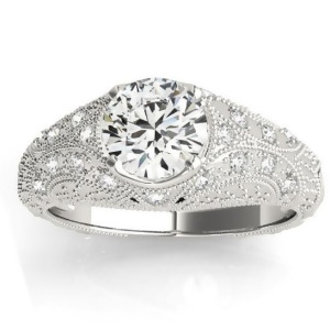 Diamond Antique Style Engagement Ring Art Deco 14K White Gold 0.20ct - All