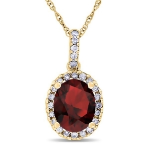 Garnet and Halo Diamond Pendant Necklace in 14k Yellow Gold 2.34ct - All