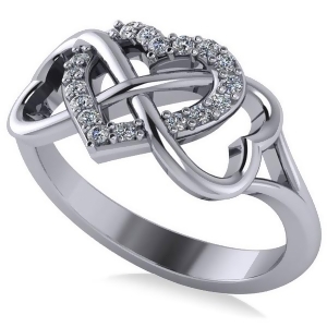 Infinity Heart Diamond Accented Fashion Ring 14k White Gold 0.17ct - All