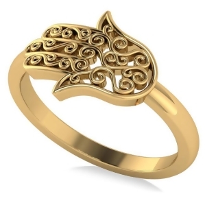 Hand of God Hamsa Swirl Design Spiritual Fashion Ring 14k Yellow Gold - All