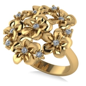 Diamond Accented Flower Bouquet Fashion Ring 14k Yellow Gold 0.22ct - All