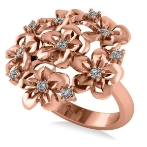 Diamond Accented Flower Bouquet Fashion Ring 14k Rose Gold 0.22ct - All