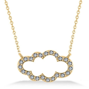 Cloud Outline Diamond Pendant Necklace 14k Yellow Gold 0.23ct - All