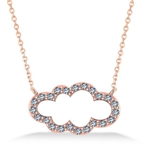 Cloud Outline Diamond Pendant Necklace 14k Rose Gold 0.23ct - All