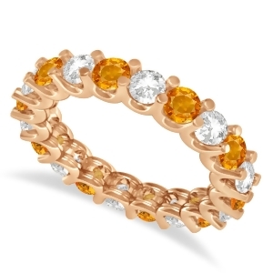 Diamond and Citrine Eternity Wedding Band 14k Rose Gold 2.40ct - All