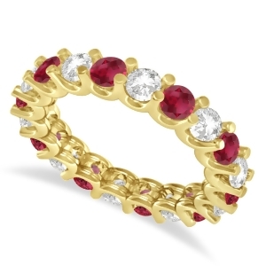 Diamond and Ruby Eternity Wedding Band 14k Yellow Gold 2.40ct - All