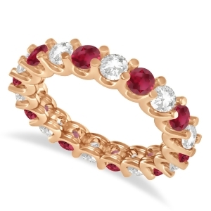 Diamond and Ruby Eternity Wedding Band 14k Rose Gold 2.40ct - All