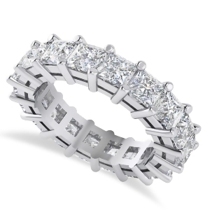 Princess Cut Diamond Eternity Wedding Band 14k White Gold 5.58ct - All