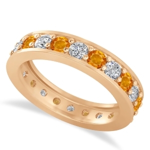 Diamond and Citrine Eternity Wedding Band 14k Rose Gold 1.76ct - All