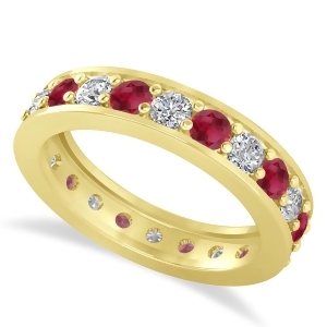 Diamond and Ruby Eternity Wedding Band 14k Yellow Gold 1.76ct - All
